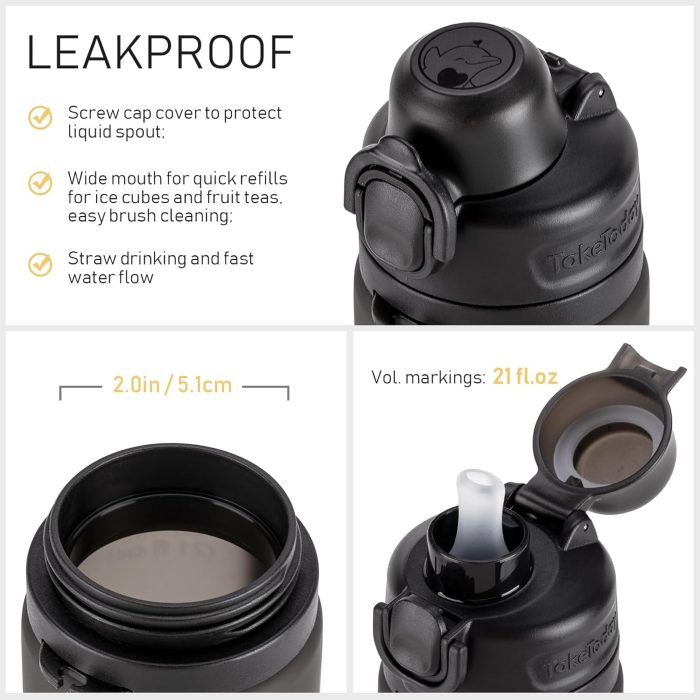 Collapsible Water Bottles 20oz, Leak Proof, BPA-Free, Foldable Silicone Travel Water Bottle with Straw Strap for Cycling, Hiking, Outdoors - Image 7