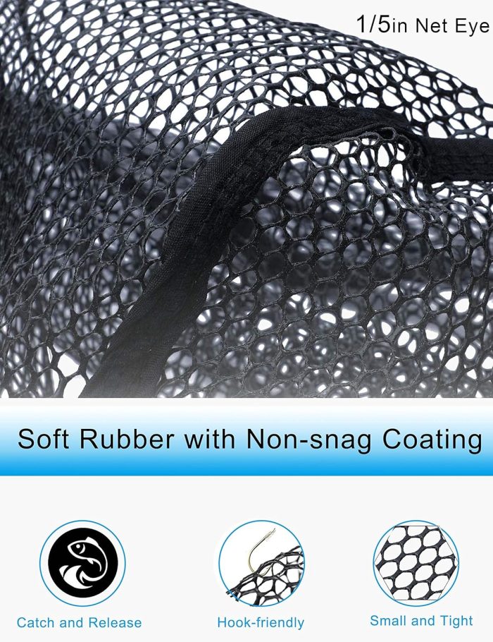 Fly Fishing Net Trout Net Kayak Fishing Net Freshwater Trout Fishing Landing Net Rubber Mesh for Catch and Release - Image 3