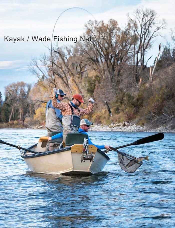 Fly Fishing Net Trout Net Kayak Fishing Net Freshwater Trout Fishing Landing Net Rubber Mesh for Catch and Release - Image 5