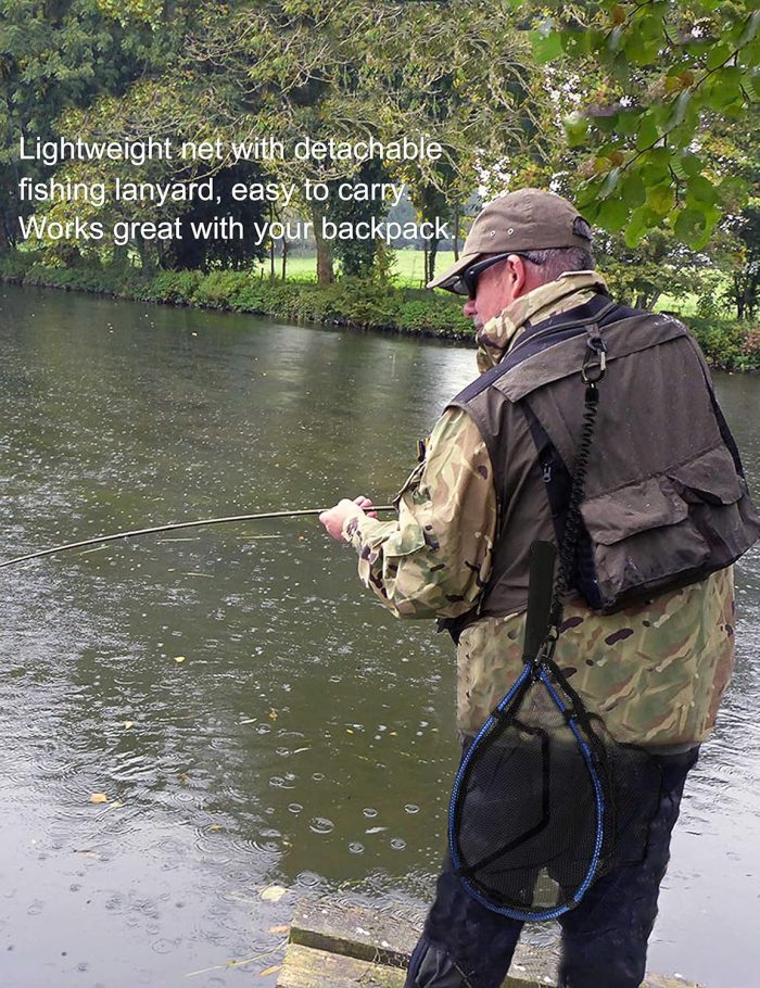 Fly Fishing Net Trout Net Kayak Fishing Net Freshwater Trout Fishing Landing Net Rubber Mesh for Catch and Release - Image 6