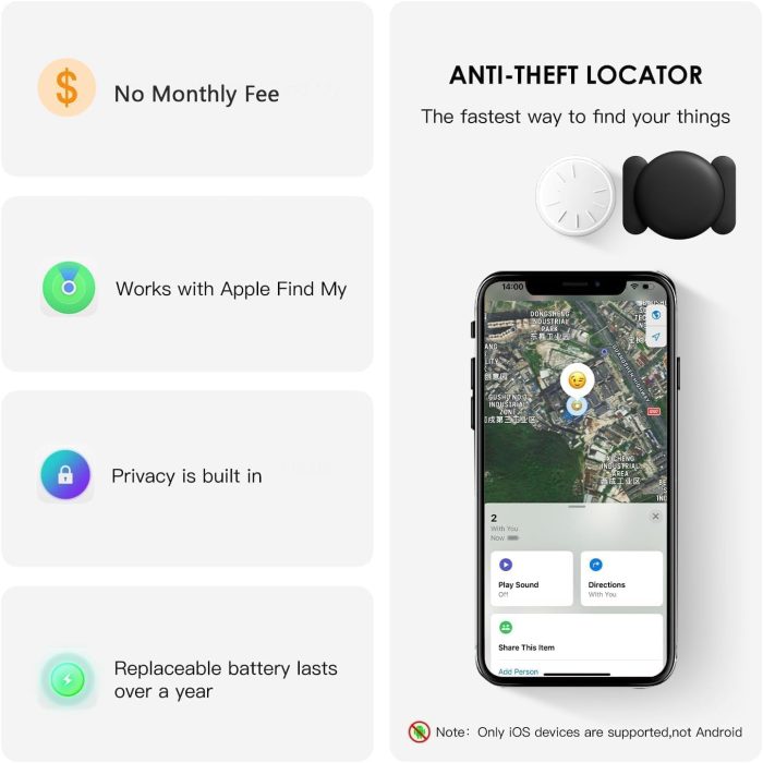 Tracker Device for Vehicles,GPS Car Tracker-No Monthly Fee Car Locator Works with Find My(iOS Only), Mini Hidden Car Tracker with Magnetic Case（Black,1PCS） - Image 5